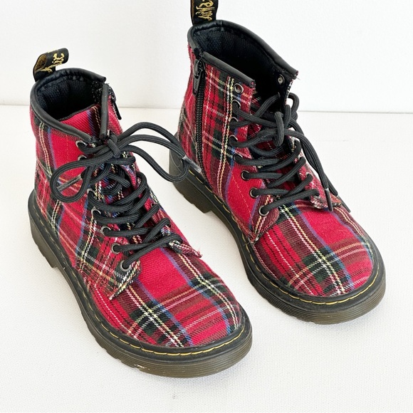 Dr. Martens Boots YOUTH 1460 Tartan  Red Plaid Kids Size 12 US - Picture 13 of 13